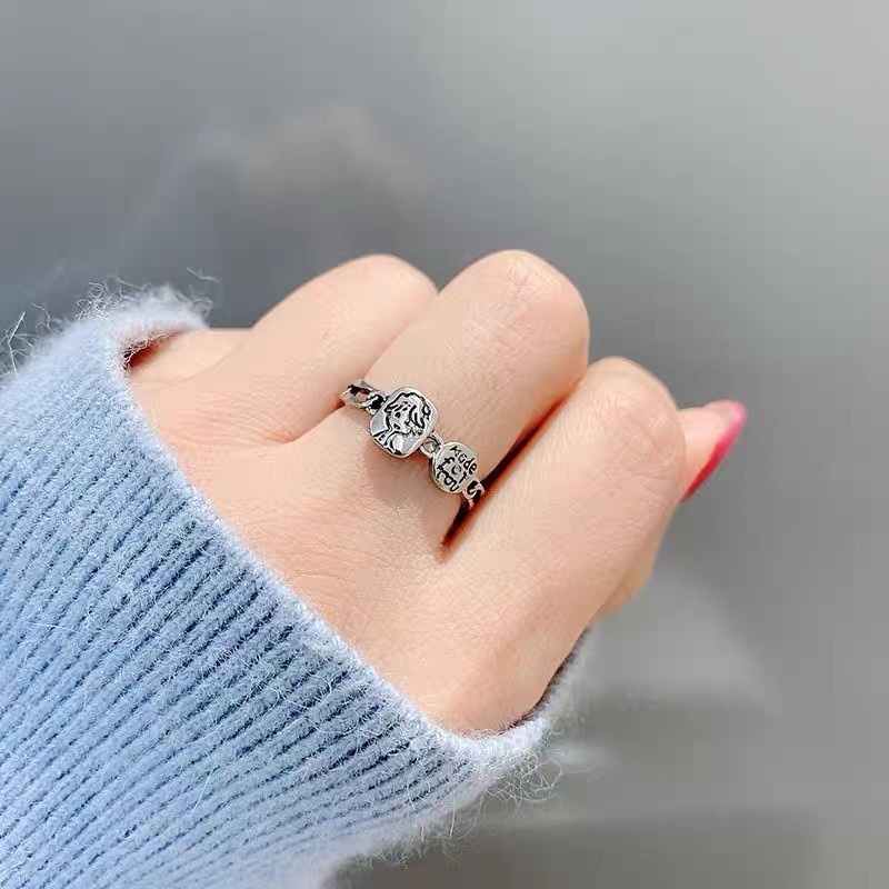 Cincin Jari Telunjuk Model Terbuka Desain Kartun Pangeran Kecil Warna Permen Gaya Retro Korea Untuk Wanita