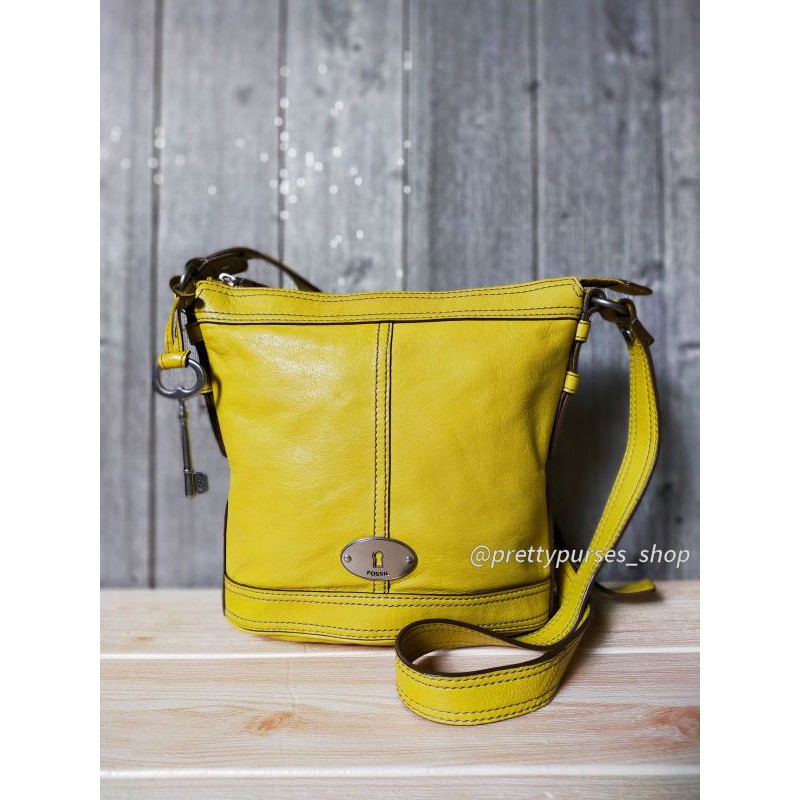 FOSSIL MADDOX YELLOW BUCKET BAG