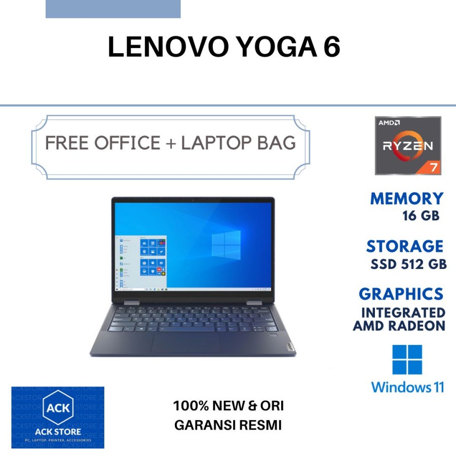 Lenovo Yoga 6 BEID R7-5700U 16GB SSD 512GB W11 OHS 13.3" FHD