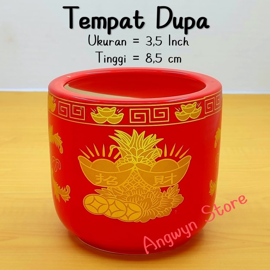 Tempat Dupa / Hiolo Bulat Keramik Merah Ukuran 3,5 inch