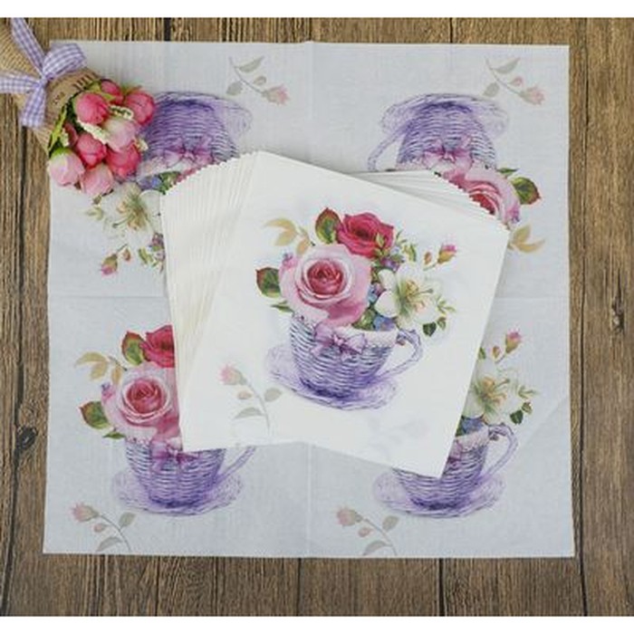 Decoupage Napkin - Tissue Decoupage 2Ply FL- A Cup of Flower