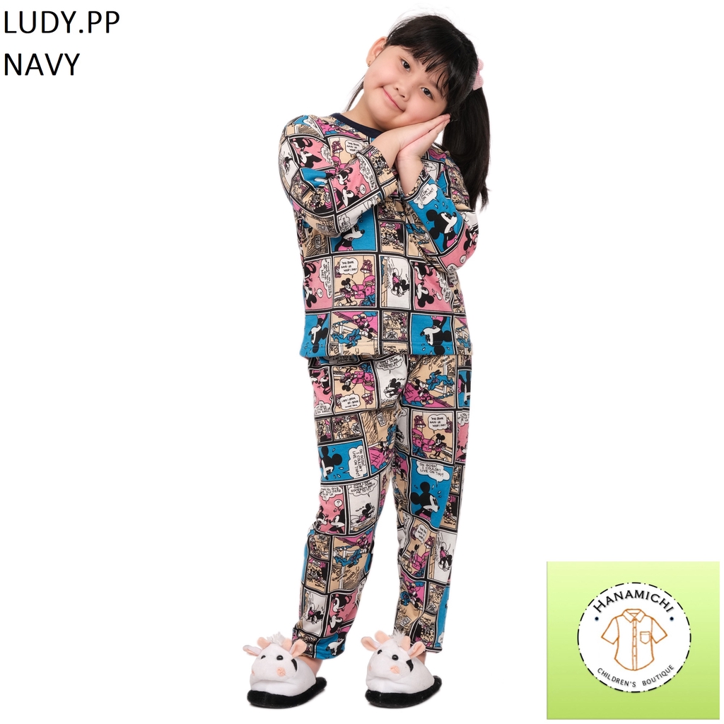 Hanamichi LUDY.PP Setelan Anak Lengan Panjang Motif Kartun