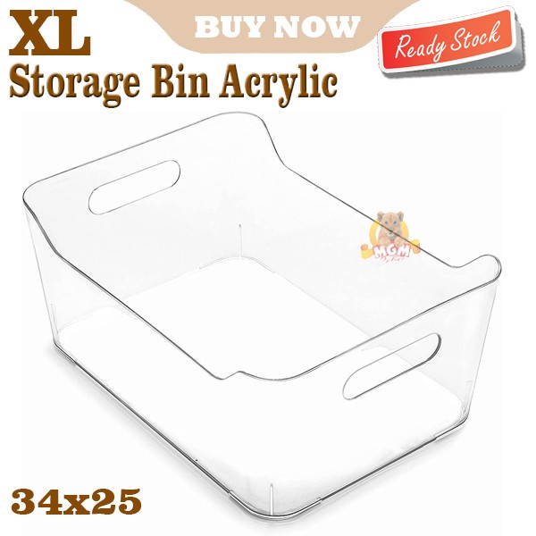 XL Storage bin organiser kulkas kabinet akrylic multifungsi w handle