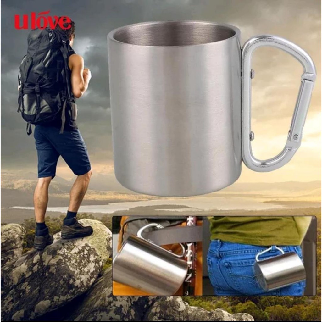 Cangkir Carabiner 180ml - Cangkir Gunung - Cangkir Outdoor - gelas karabiner - gelas outdoor - gelas portable - mug karabiner