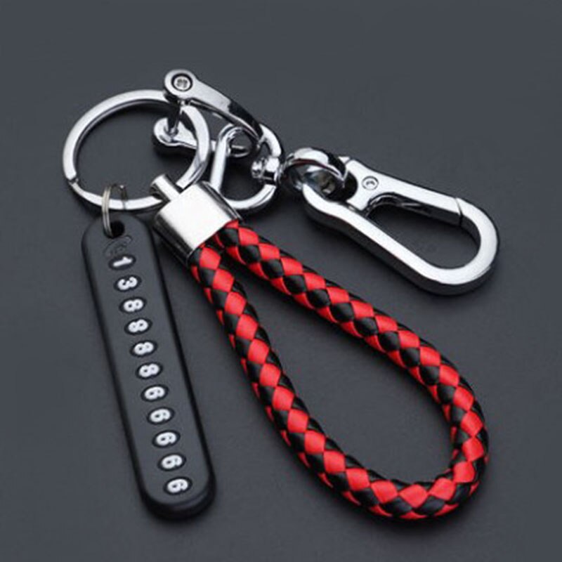 Car Keychain Anti-Lost License Plate Digital Braided Rope Metal Key Chain Pendant Auto Parts