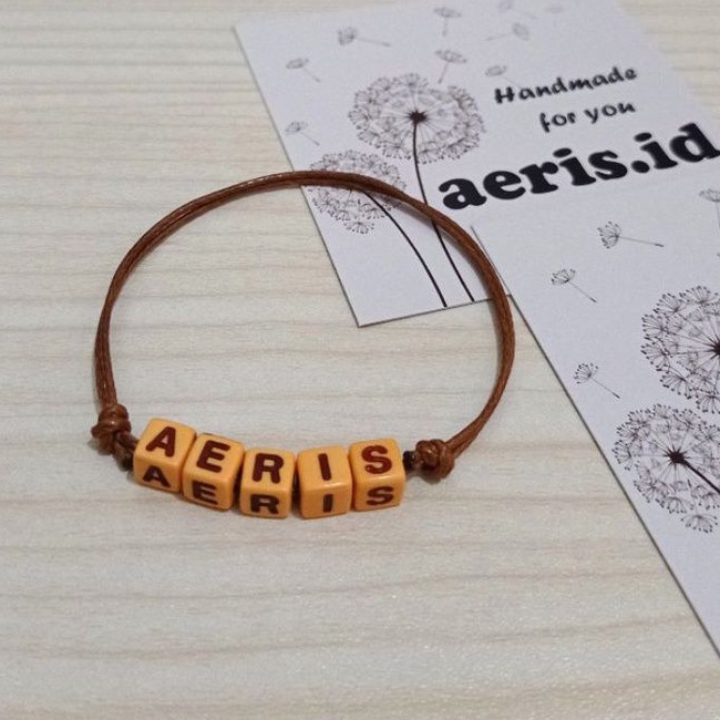 Gelang Inisial Huruf / Gelang Nama / Gelang Couple [COKELAT TUA]