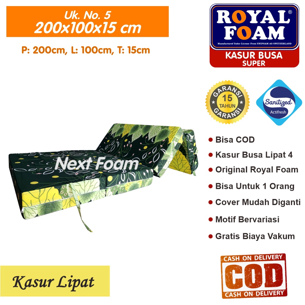 Kasur Busa Lipat Royal Foam Ukuran No 5 200x100x15 cm Tebal 15 cm D23 ORIGINAL Garansi 15 Tahun