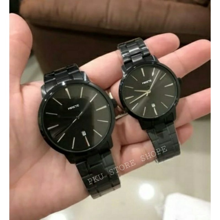 JAM COUPLE PRIA DAN WANITA TAHAN AIR MIRETE JAM TANGAN COUPLE COWOK DAN CEWEK TAHAN AIR RANTAI STAINLES STEL JAM TANGAN UNISEX FREE BATRAI CADANGAN