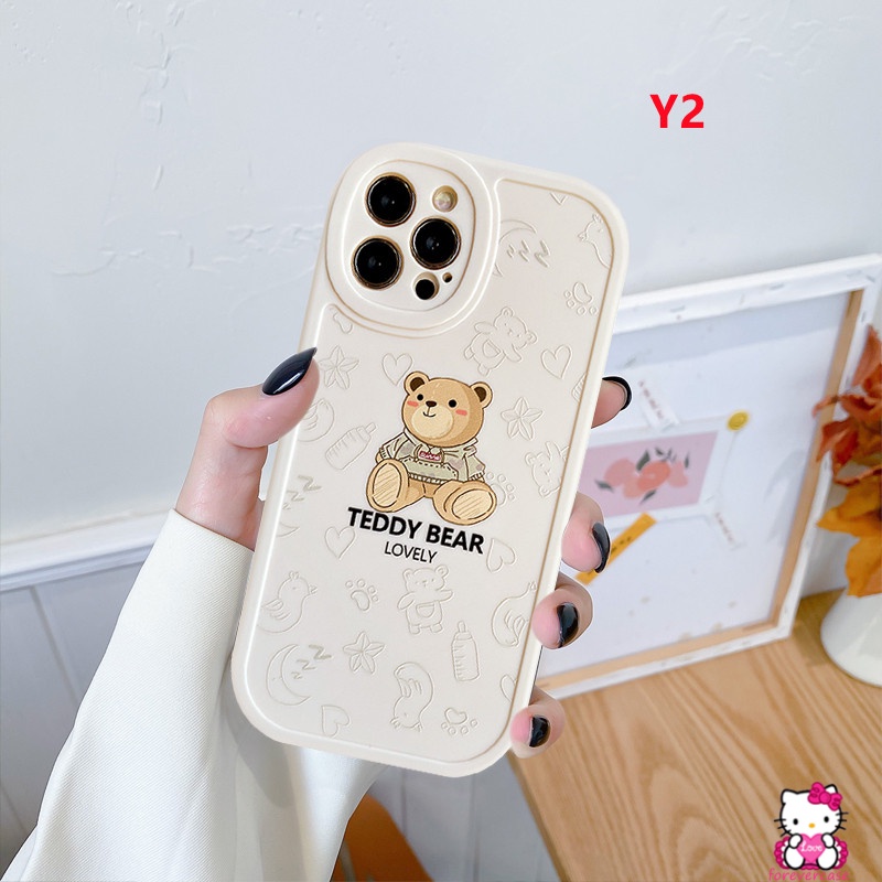 Casing Couple Lucu Realme C53 C55 10 Pro Plus C30 8i C35 C31 C21Y C25Y C11 2021 C15 C25 C25s C17 C3 C20 C12 C21 GT 8pro 9i 6s 7 6i 5s 5i 7i 7i 6 Kartun Teddy Bear Sarung Soft Cover