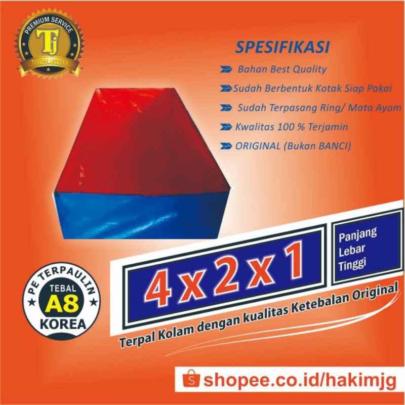 terpal kolam kotak ukuran 2x4x75CM