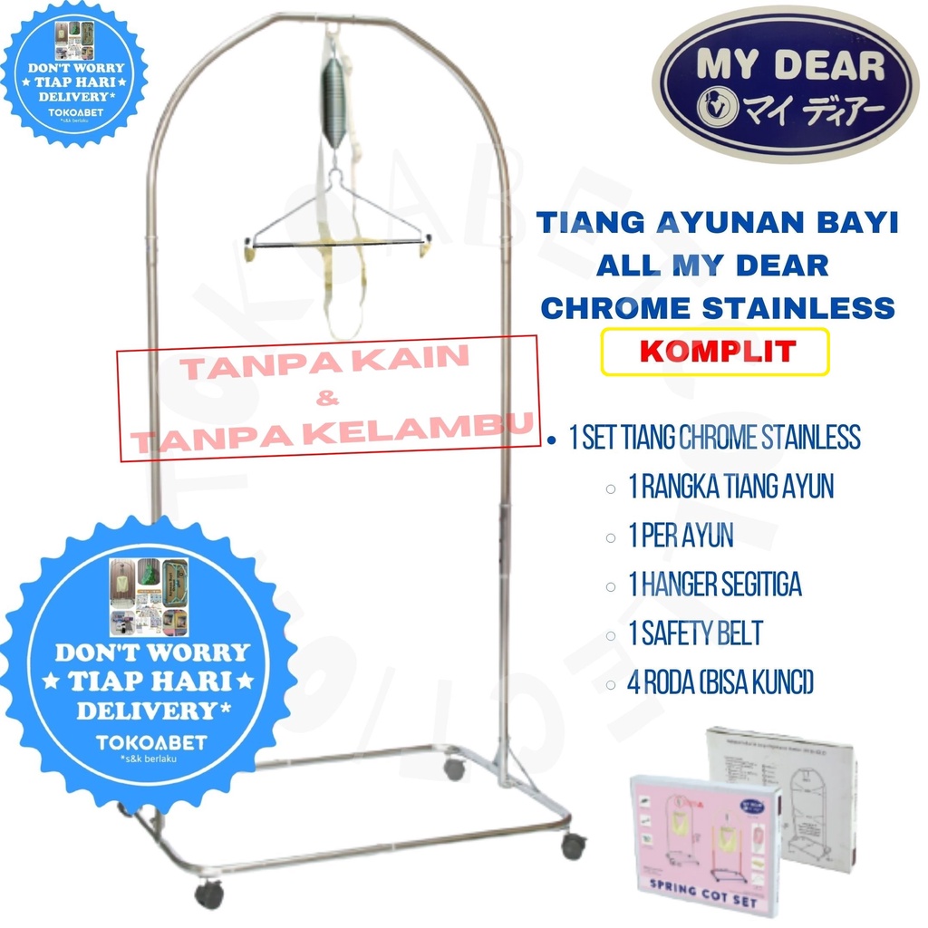 Paket Tiang Ayunan Karakter Elektrik Portable Mesin Ayun OTO Tiang MY DEAR Chrome Stainless sebagai Perlengkapan Tidur Bayi sesuai Kebutuhan Baby TOKOABET