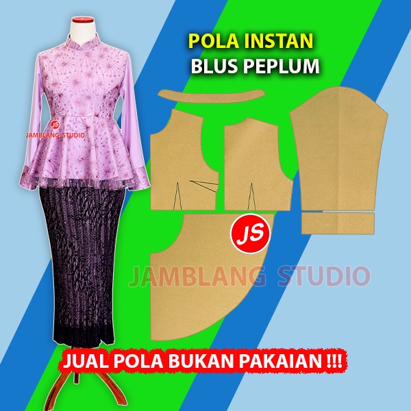 Pola Instan Blus Peplum [Pola Baju Jamblang Studio]