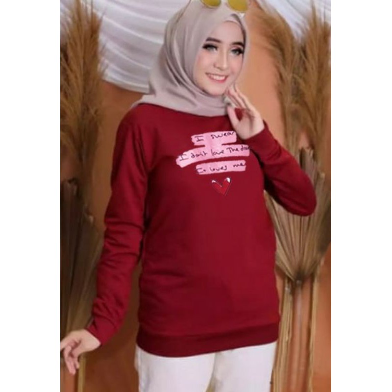 Kaos Lengan Panjang LOVE / Kaos Sweatshirt / Atasan Wanita / Atasan Wanita Lengan Panjang