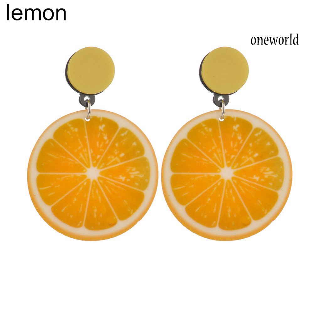 OW@ Korean Style Fruit Earrings Women Tomato Lemon Kiwi Acrylic Date Travel Jewelry