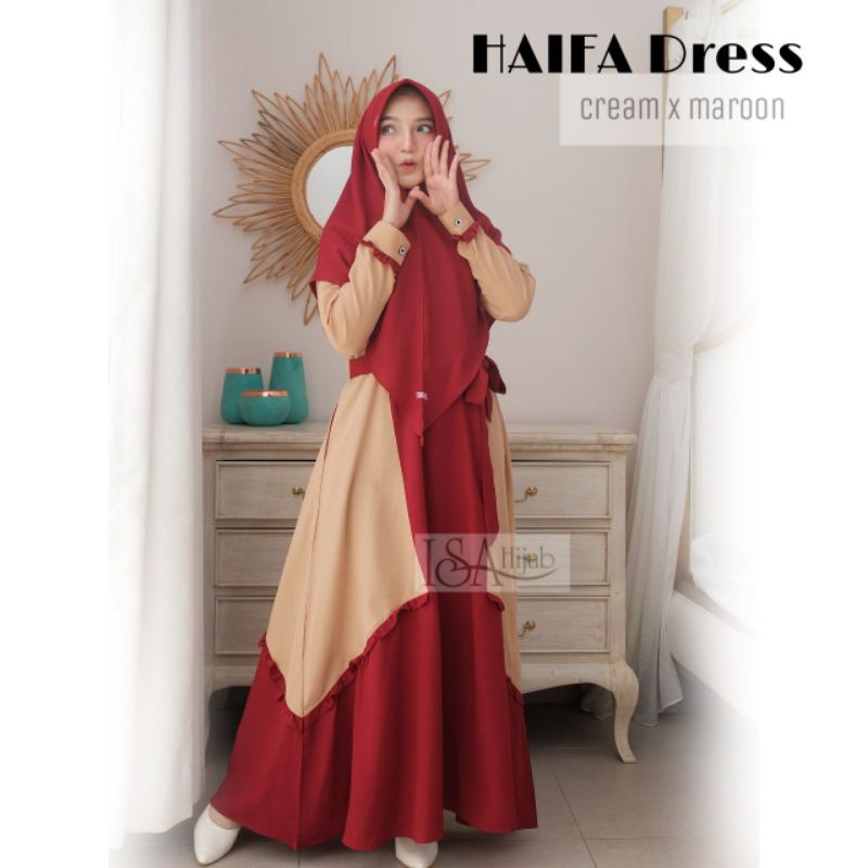 Haifa dress Isa hijab gamis viral gamis kekinian