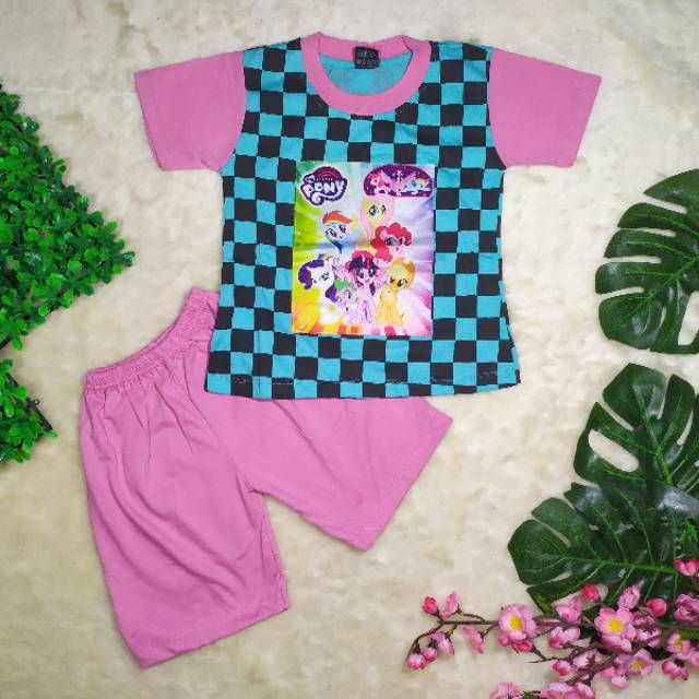 Ss#294 Baju Setelan Anak Perempuan size 6-10tahun Led Nyala Motif Catur / Pakaian Anak Perempuan