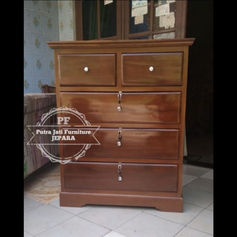 Nakas laci drawer kayu jati - Meja hias lemari kecil murah