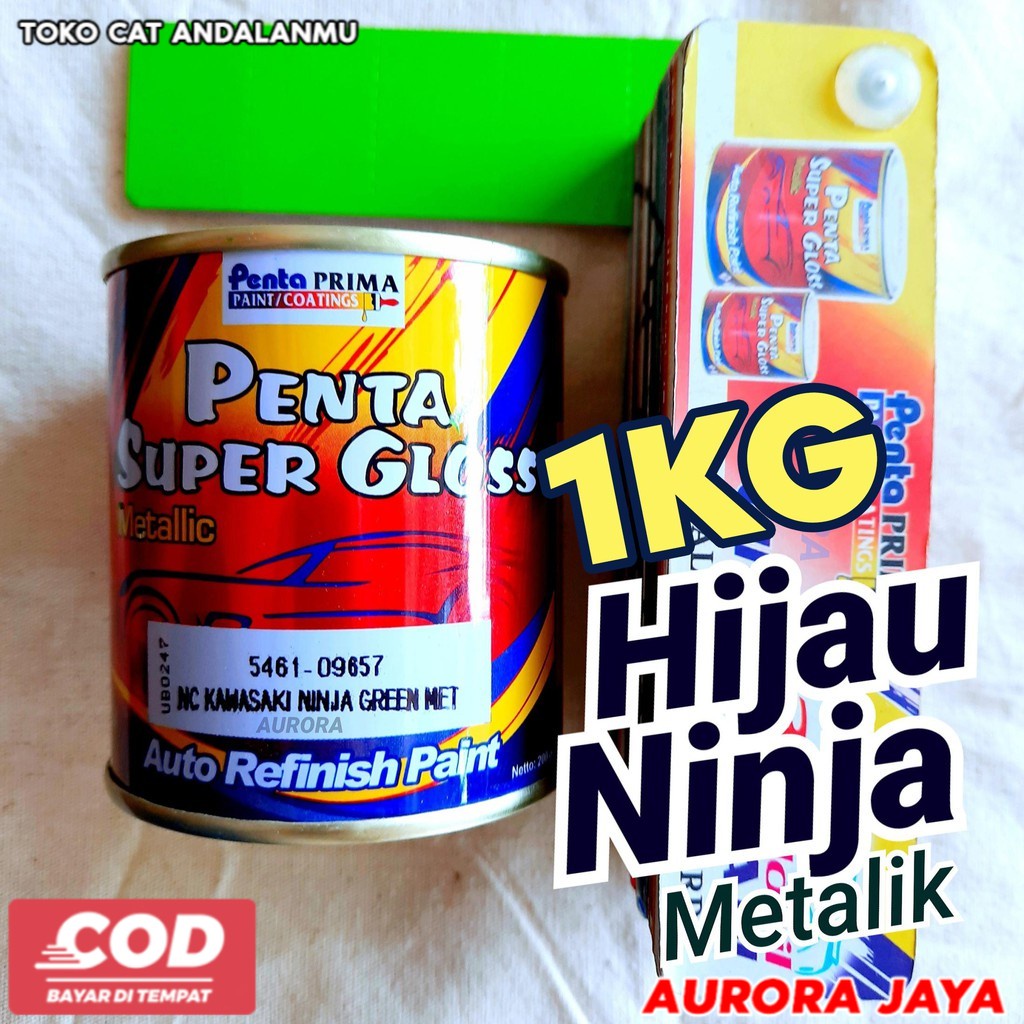Cat Hijau Ninja Metalik 1Kg Penta Super Gloss NC Kawasaki Ninja Green Met Ijo Metallic Metalik -  To