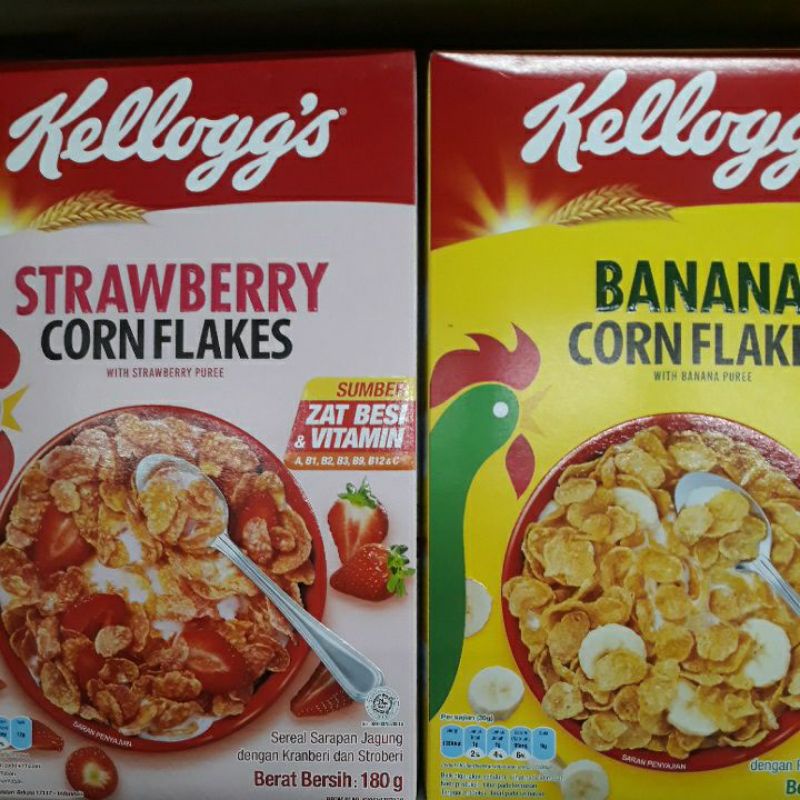 

kelloggs cereal corn flakes strawberry box 180gr / banana box 180gr