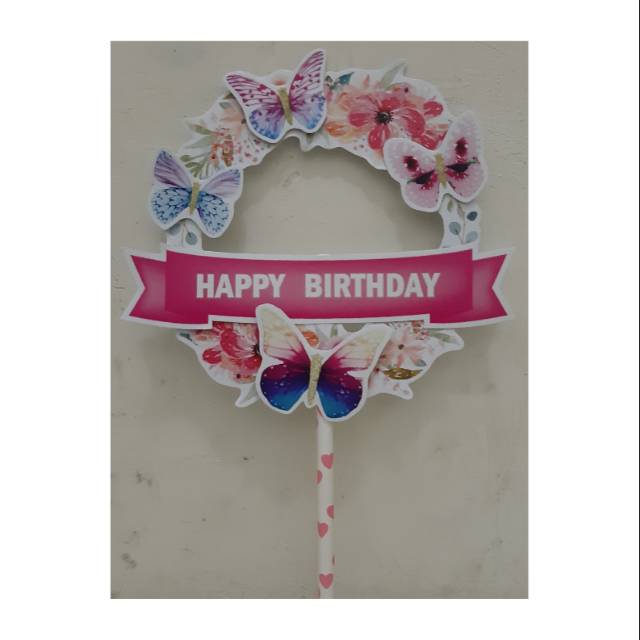 Topper Cake Tambah Nama, Hiasan Kue Ulang Tahun, Motif Butterfly/Kupu2