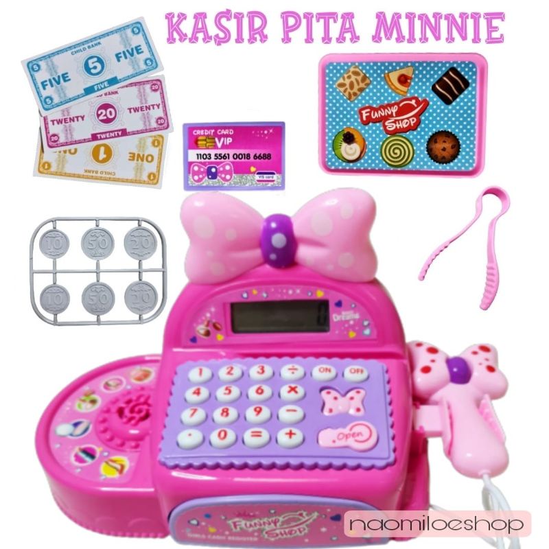 Mesin kasir pita minnie mouse mainan cash register funny shop mainan kasir