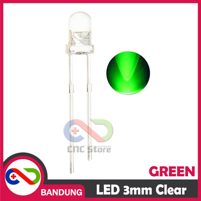 10PCS LED 3MM F3 SUPER BRIGHT GREEN HIJAU CLEAR