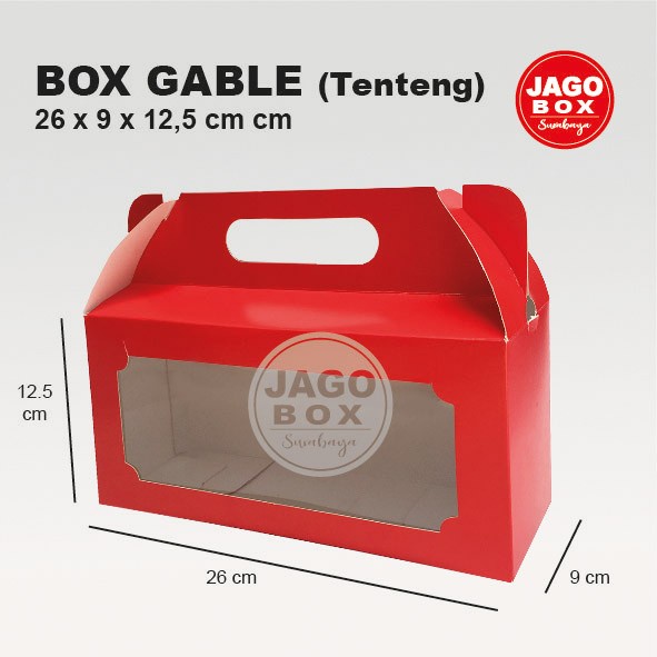 Gable Box Merah | Dos Tenteng | Box Cookies | Dos Kue Ivory Merah 26x9x12,5cm