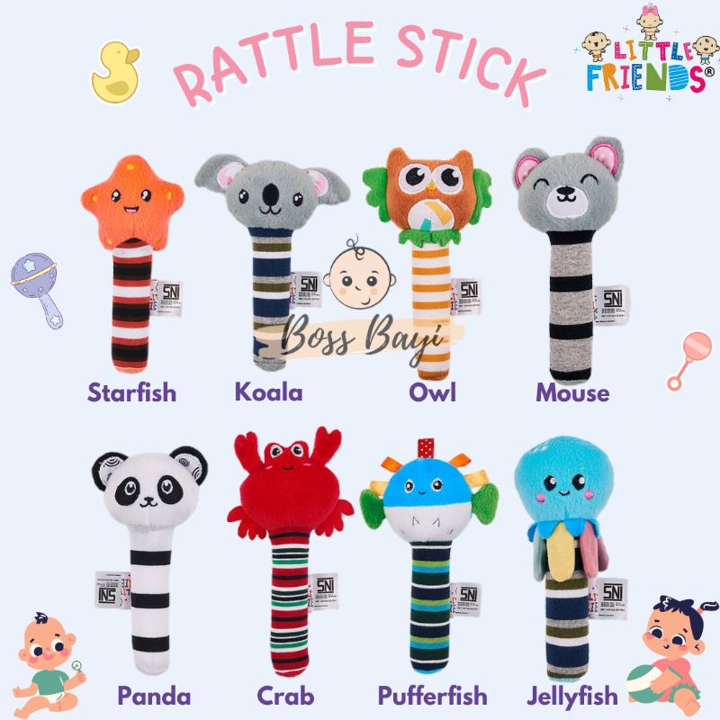 LITTLE FRIENDS Rattle Stick / Mainan Boneka Pegangan Bayi Bunyi Cit Cit