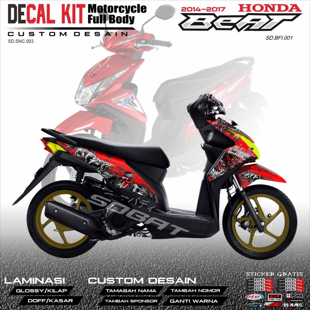 Decal BEAT FI - Dekal Stiker Striping Fullbody Fullblok List Honda BEAT FI 2014 Custom Desain