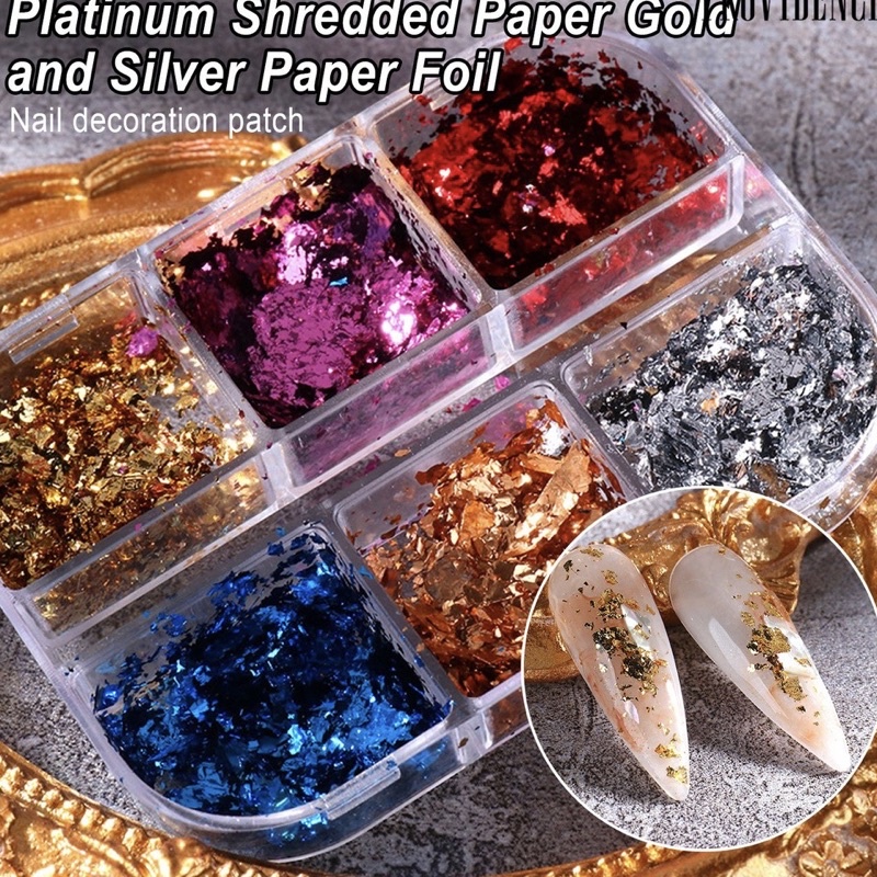 6 WARNA PLATINUM PAPER FOIL GOLD SILVER FLAKES FOIL SHINY FLAKE GAYA JEPANG