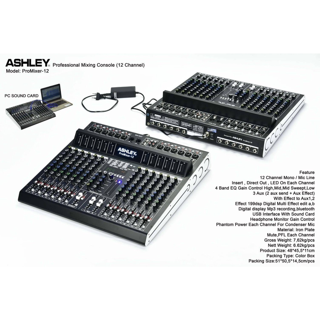MIXER ASHLEY PRO MIXER 12 / PROMIXER12 / PROMIXER 12 CHANNEL ORIGINAL