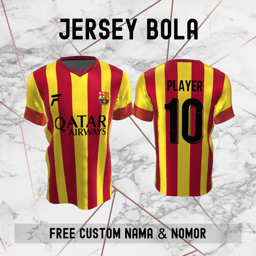 Jersey Barcelona Klub Bola Baju Kaos Custom Nama dan Nomor Punggung - 90