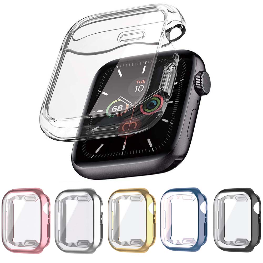 lembut tpu cakupan penuh kasus dengan pelindung layar kompatibel untuk apple watch 45 41 44 40 42 38