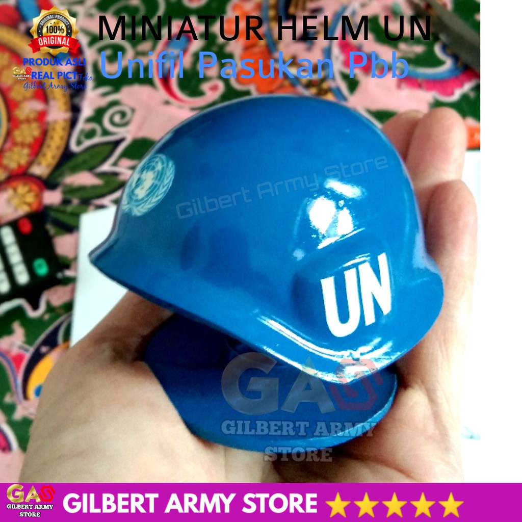 Miniatur Helm UN unifil Libanon Tni Biru  Terbaru GILBERT ARMY STORE Pajangan Dashboard Mobil Lucu Unik Grosir Murah miniatur patung