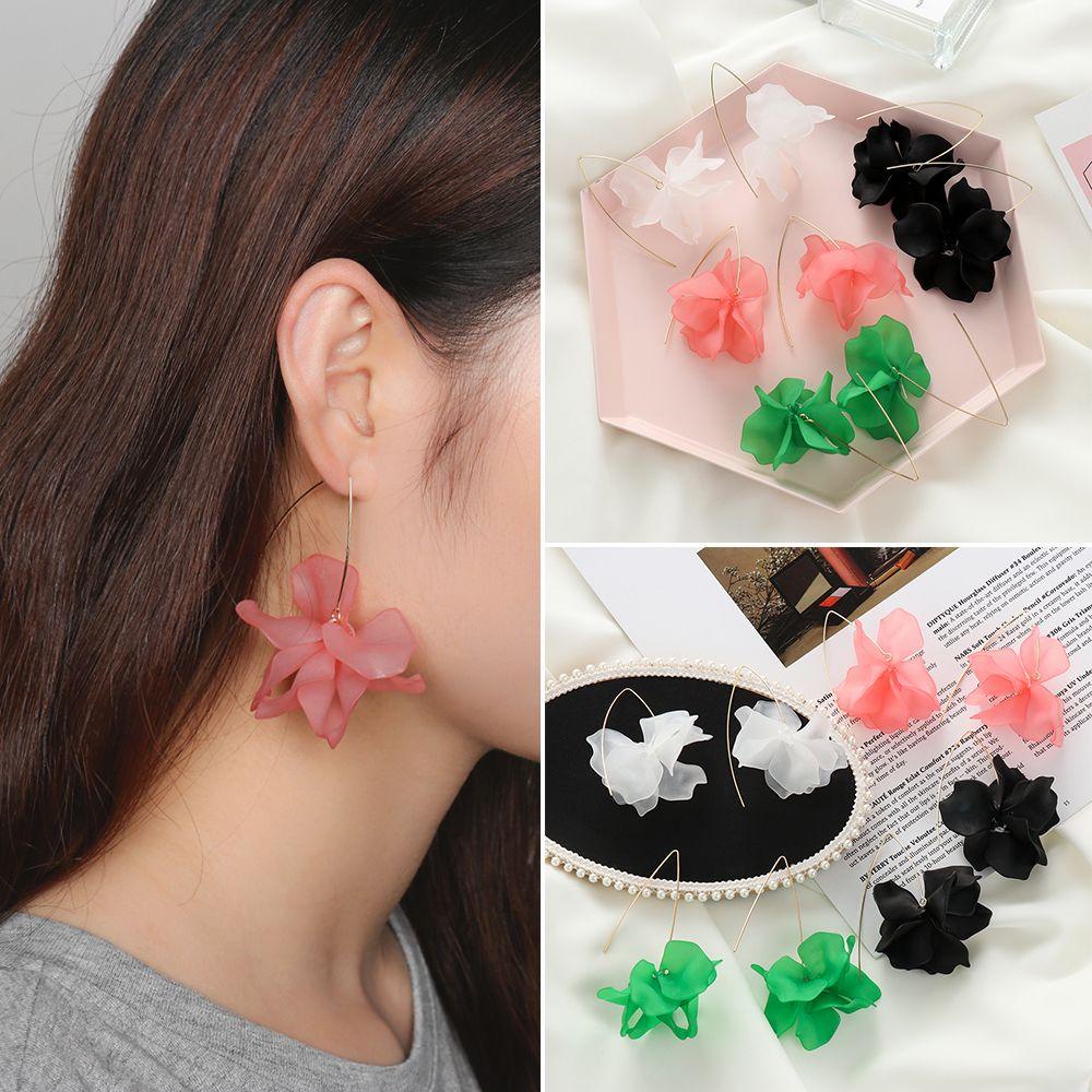 Anting Tusuk LILY Elegan Rantai Panjang Wanita Motif Bunga