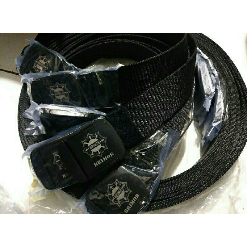 Gesper/Sabuk Ikat Pinggang Hitam Laser Logo custom Brimob