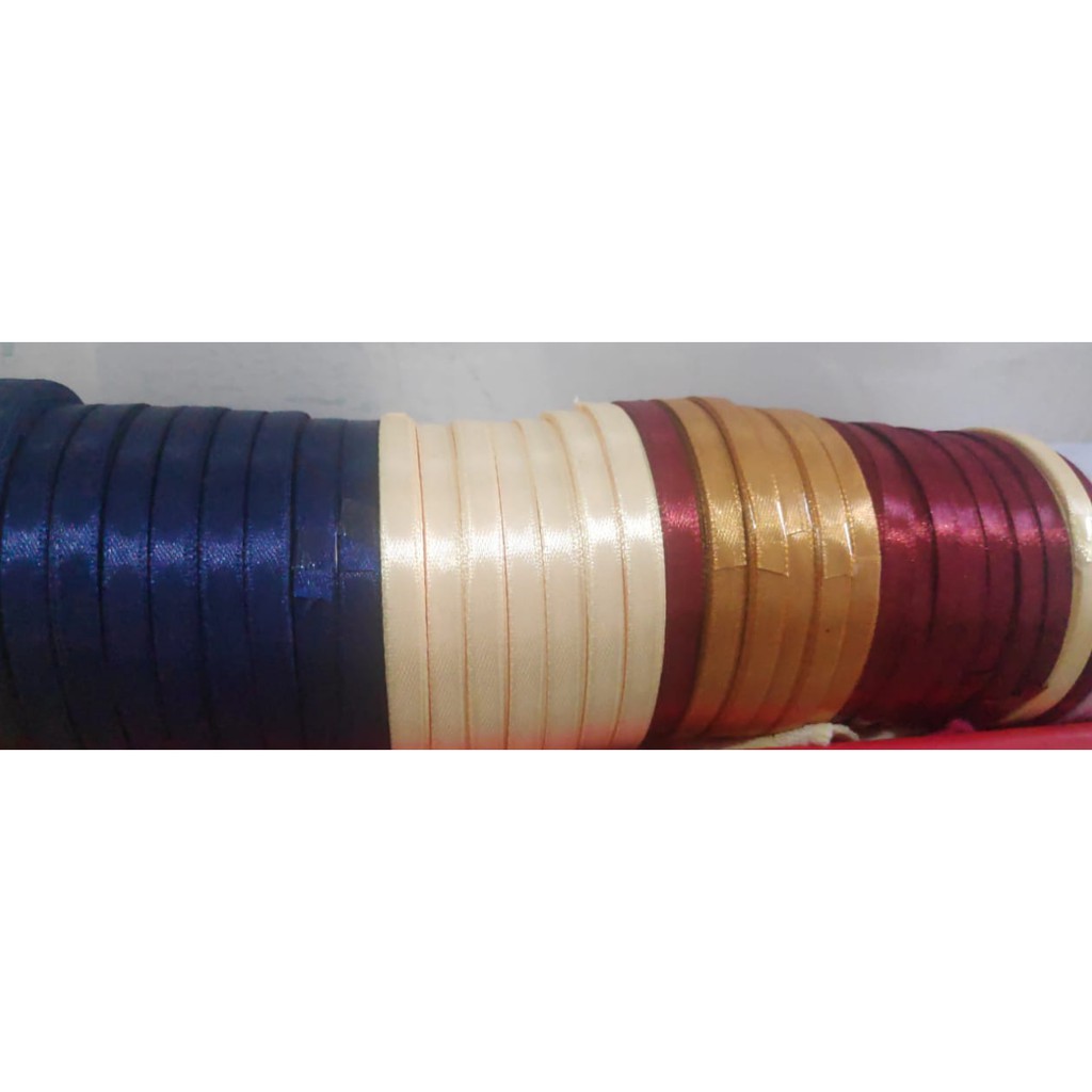 

Pita Satin 1/4 " (Satin Ribbon 0.25 inch) +/- 0.5 cm Bahan Kain Polos Harga Grosir