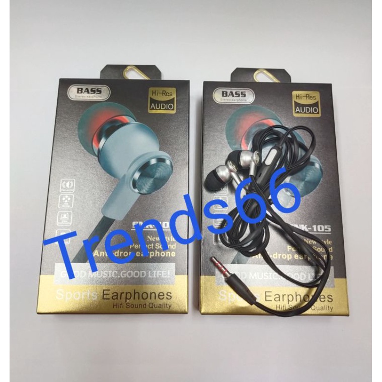 Handsfree BASS SNK-105 / Earphone Hi-Res Audio Sport