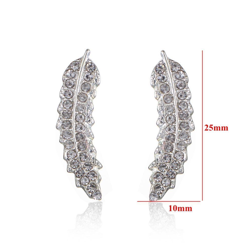 R-flower Leaf Earrings Hadiah Hari Valentine Perak Emas Rose Gold Berlian Imitasi Kristal Anting