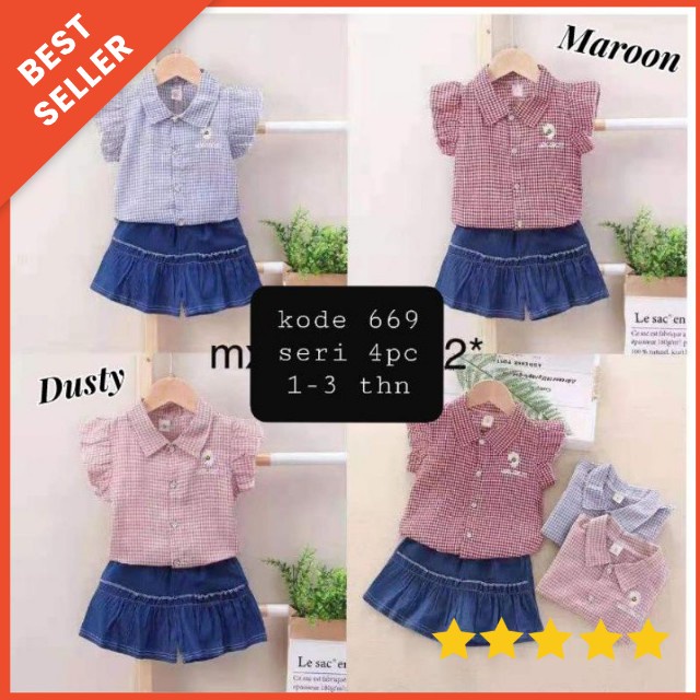 1-5TAHUN SETELAN ANAK PEREMPUAN KEMEJA CELANA PENDEK JEANS SETELAN KEMEJA ANAK CEWEK IMPORT MOTIF BUNGA / SETELAN ANAK CEWEK IMPORT JEANS