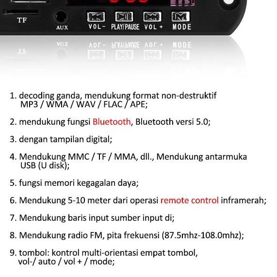 ➴ ORIGINAL MP3 KIT Modul 12V / 5V Bluetooth 5.0 FM Radio USB Player Bluetooth Speaker Remote Control Pemutar Lagu MP3 BT Modul Kit Tanpa Amplifier ➻