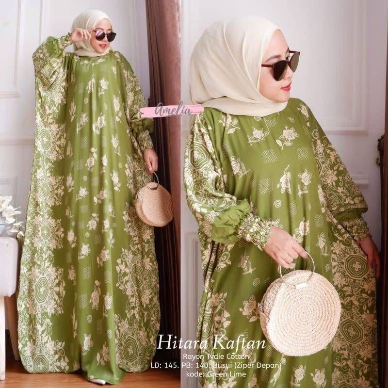 COD - Asmiranda Maxy Gamis Muslim Aurora Dress Shakila Aksen Renda Brukat Import Ld  110 Fit S - XL ( Free Bros ) Fashion Maxi Wanita Pesta Kondangan Modern Termurah Terlaris-KAFTAN HITARA HIJAU