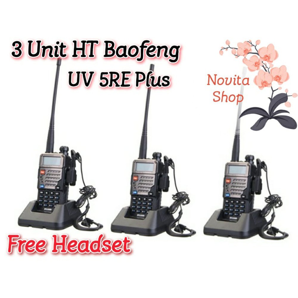 PAKET 3 Unit HT Handy Talky Baofeng UV 5RE PLUS