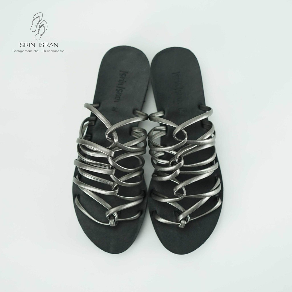 ( NECKLIE ) Sandal Wanita ISRIN ISRAN Lucu Murah-HITAM