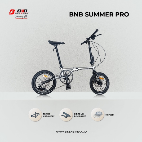 Sepeda Lipat Folding Bike BNB Summer Pro 16"' Warna Silver