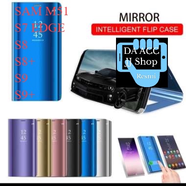 DA Flip Cover Mirror Standing Case SAMSUNG M51 S7 EDGE S8 S8+ S9 S9+ Smart View mirror case metal