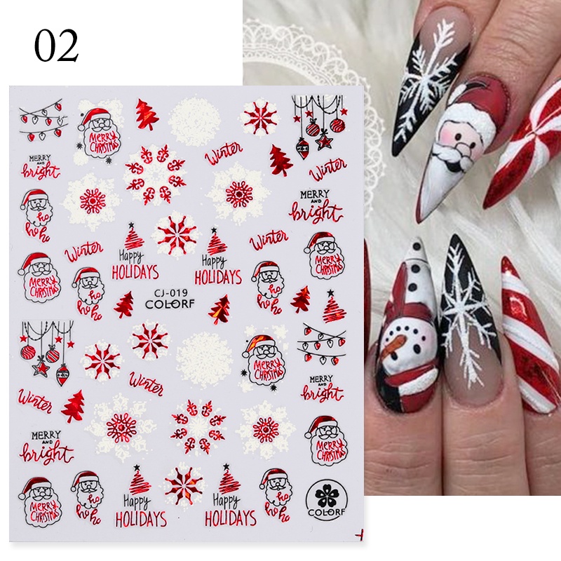 1 Pc Stiker Kuku 3d Motif Kepingan Salju Natal Warna Emas Merah Untuk Dekorasi Manicure