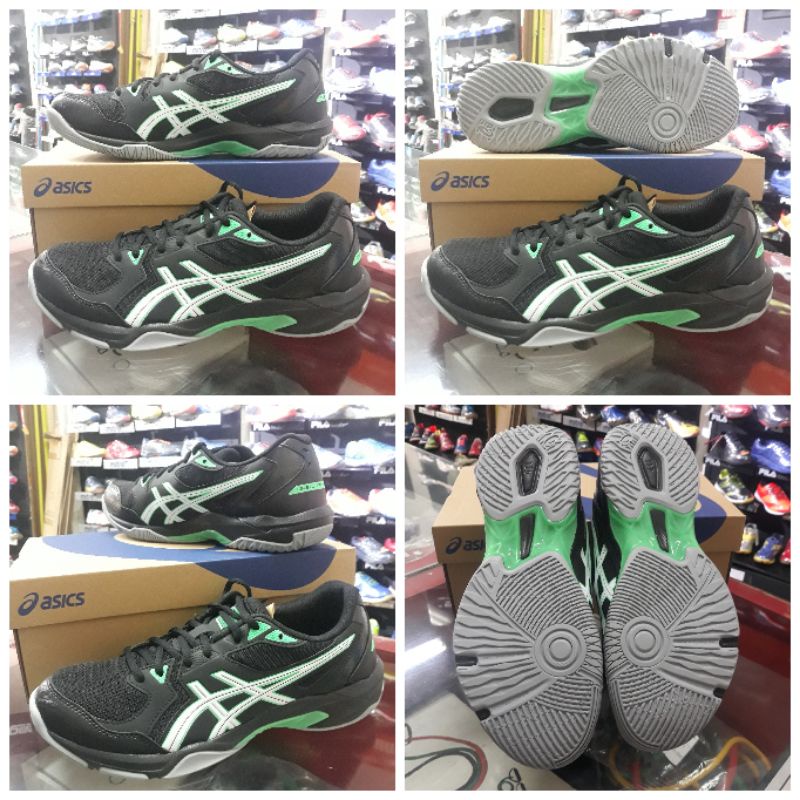 Sepatu Badminton Asics Gel Rocket 10 Black/Green Original