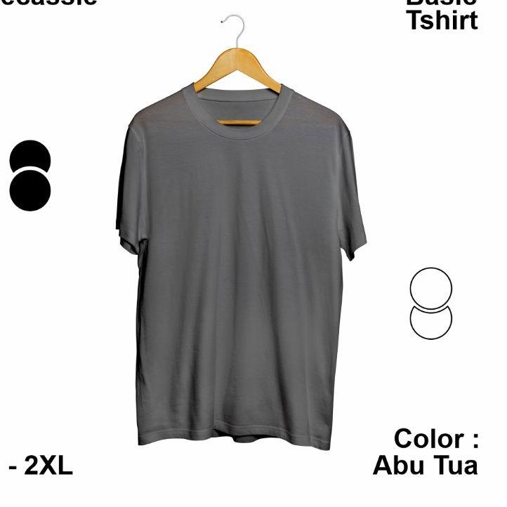 ⅍ Kaos Polos Cotton Combed Abu Tua by Becassie ➮