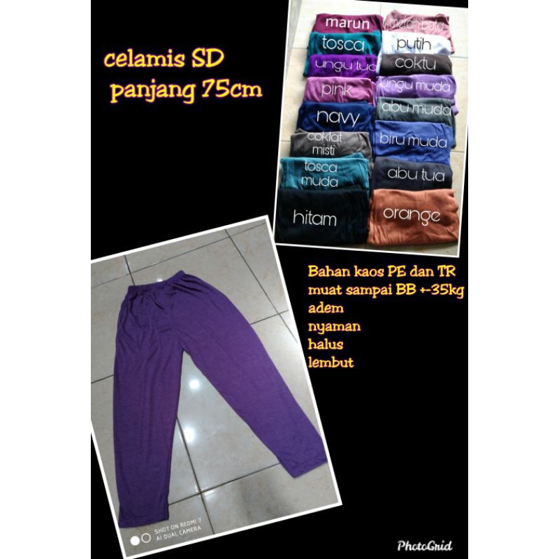 Celamis anak usia SD usia 10-12 th, celamis anak SD, celamis anak polos, celana dalaman gamis anak